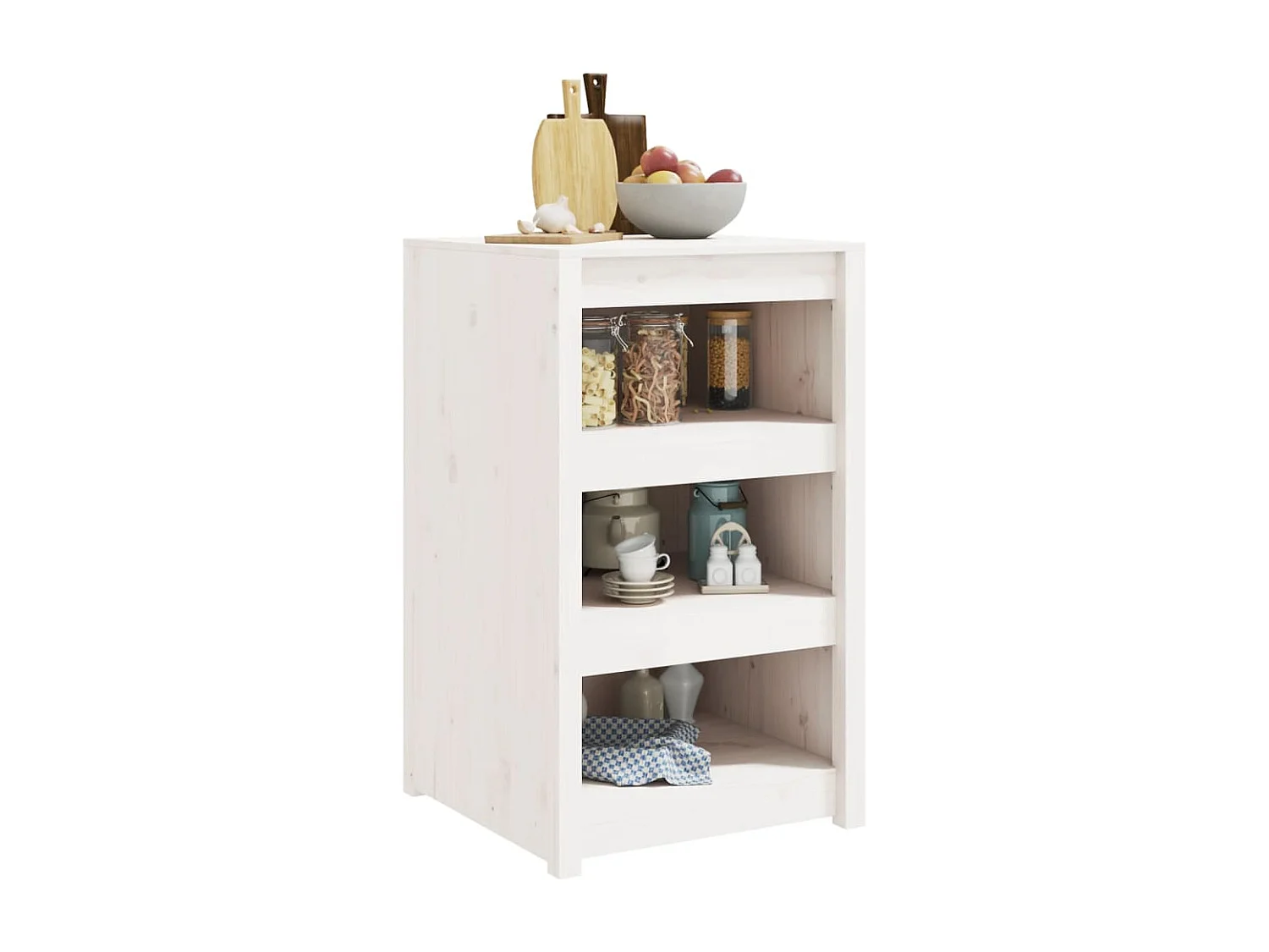 Armoire de cuisine d'extérieur blanc bois de pin massif