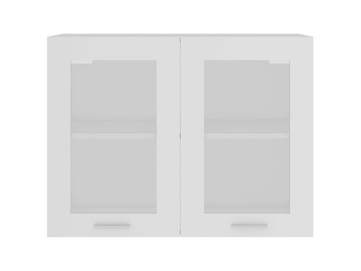 Hangende vitrinekast Wit 80x31x60 cm Bewerkt hout