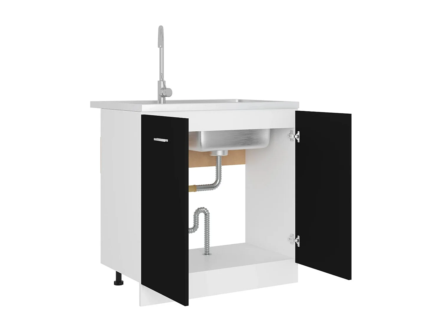 Waschbecken-Unterschrank, Schwarz, 80 x 46 x 81,5 cm, Holzwerkstoff