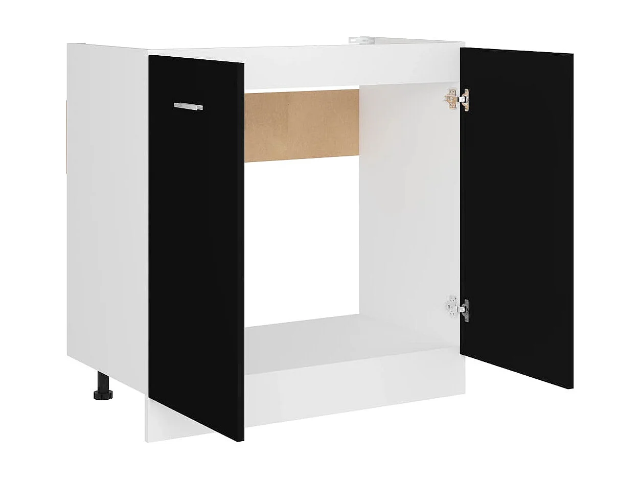 Waschbecken-Unterschrank, Schwarz, 80 x 46 x 81,5 cm, Holzwerkstoff