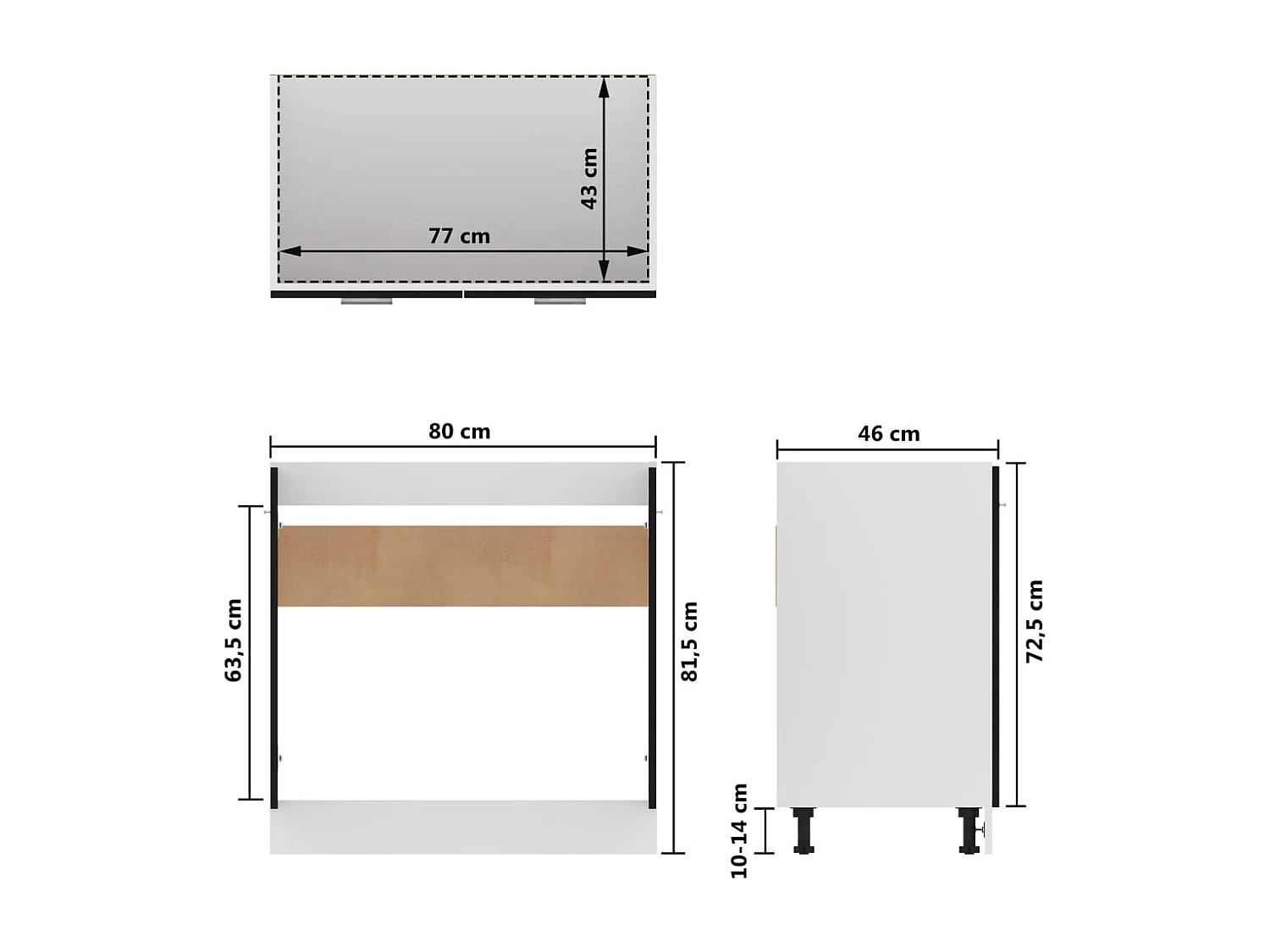 Waschbecken-Unterschrank, Schwarz, 80 x 46 x 81,5 cm, Holzwerkstoff