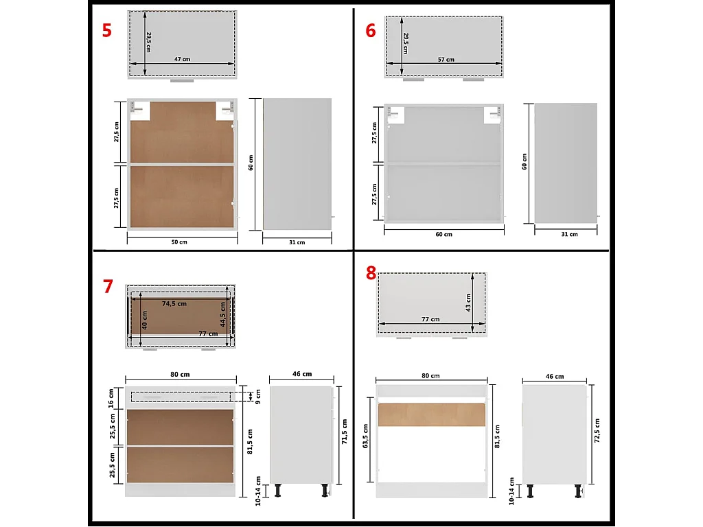 Set Mobili Cucina 11 Pezzi Truciolato Bianco