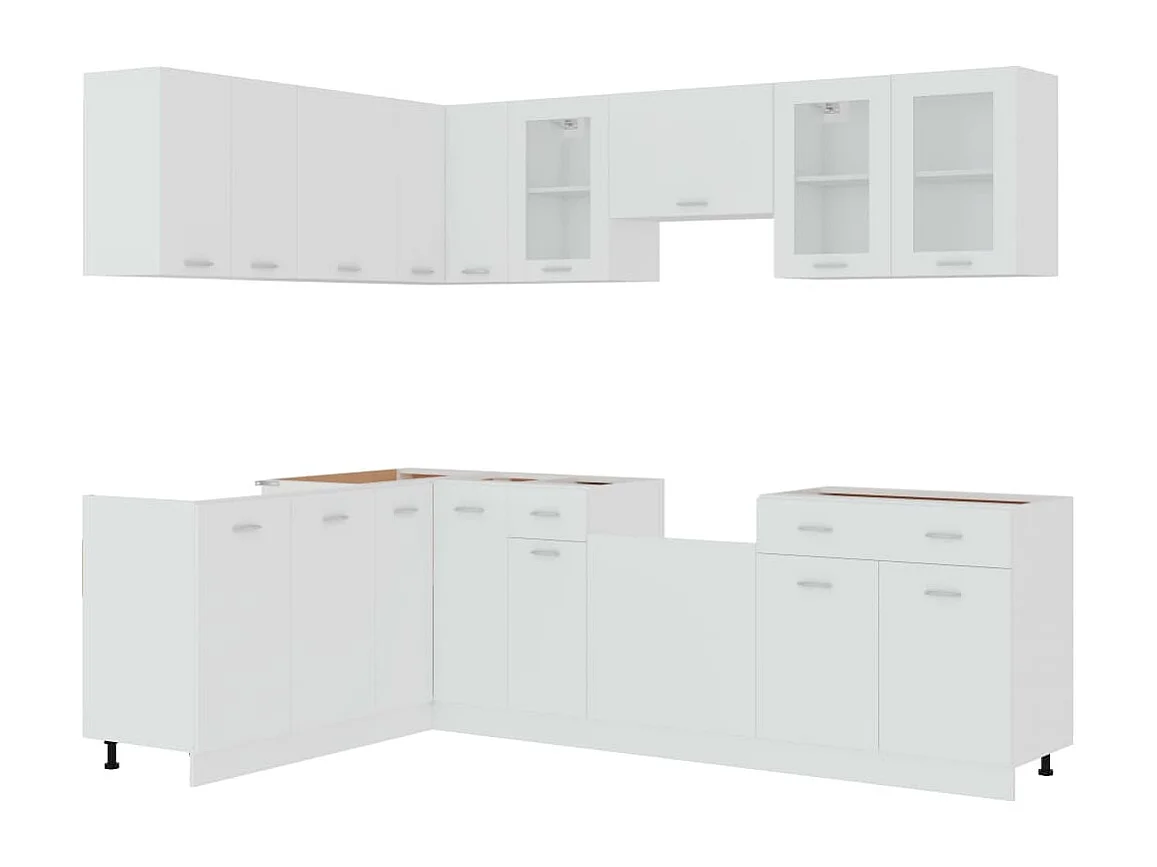 Ensemble de meubles de cuisine 11 pcs Blanc Aggloméré