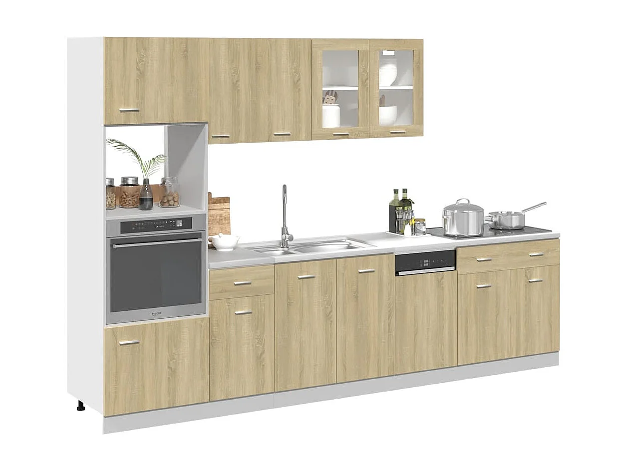 Ensemble d'armoires de cuisine 7 pcs chêne sonoma