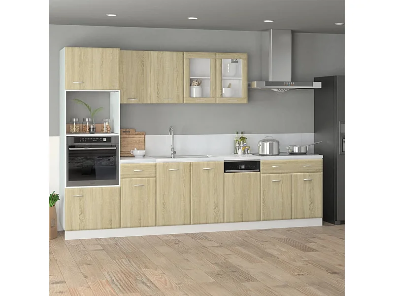 Ensemble d'armoires de cuisine 7 pcs chêne sonoma