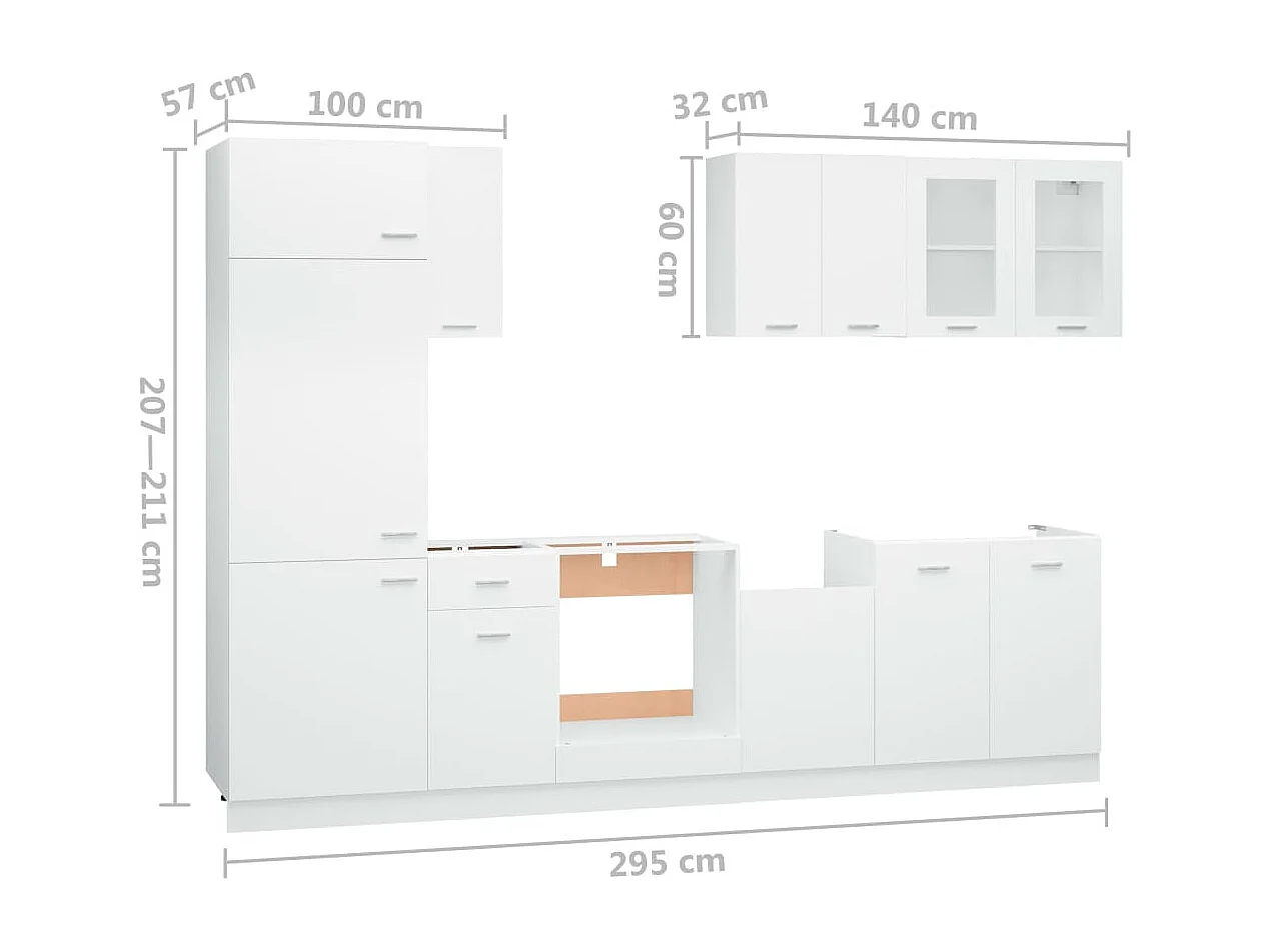 Keukenmeubelset 8-delig Spaanplaat Wit