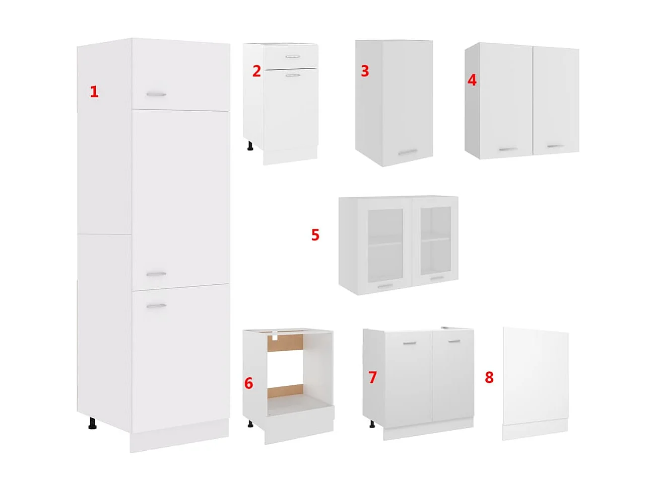 Keukenmeubelset 8-delig Spaanplaat Wit