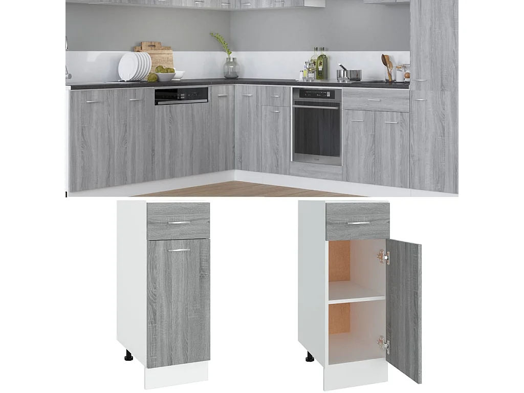 Mueble de suelo con cajón Sonoma gris 30x46x81,5 cm