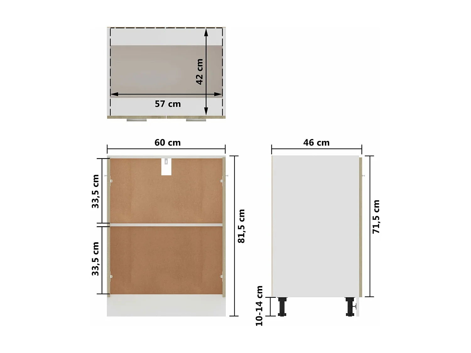 Armoire de plancher Chêne sonoma 60x46x81,5cm Bois d’ingénierie