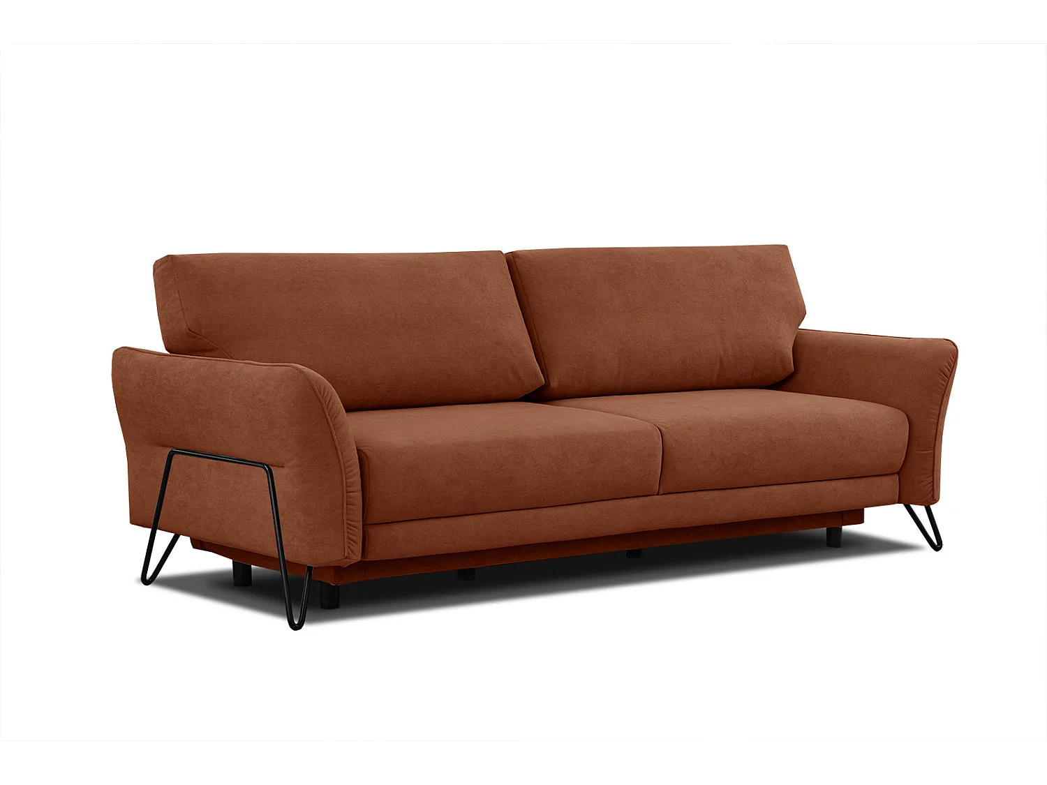 LOREM Sofa 3-Sitzer mit Schlaffunktion, dunkelorange