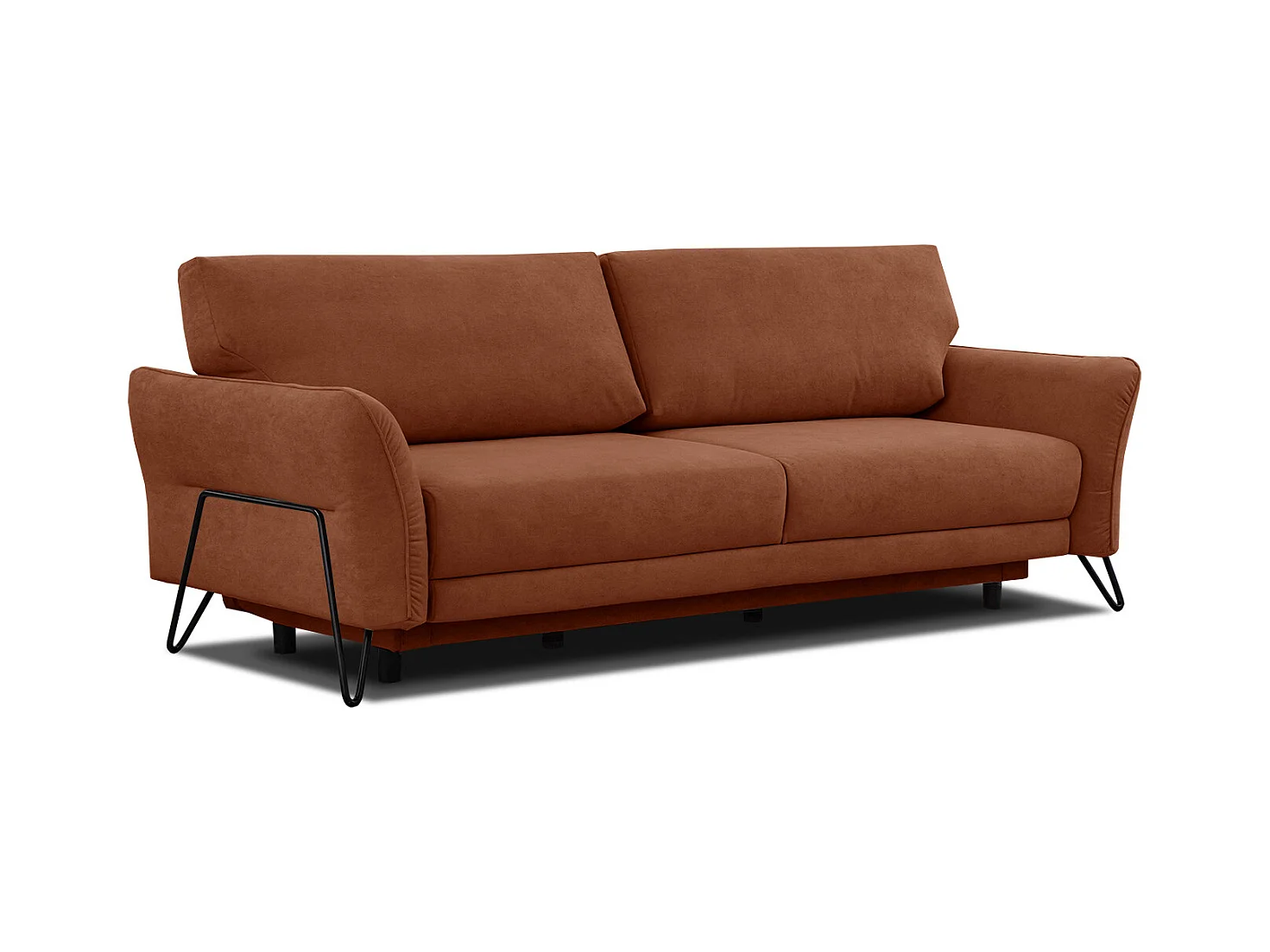 Canapé convertible 3 places tissu rouge brique - LOREM