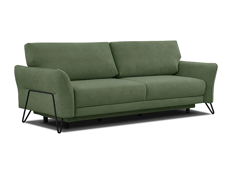 LOREM Sofa 3-Sitzer mit Schlaffunktion, grün