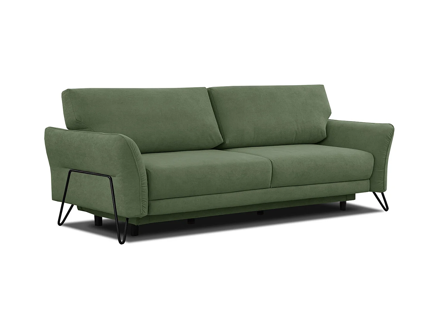 Canapé convertible 3 places tissu vert - LOREM