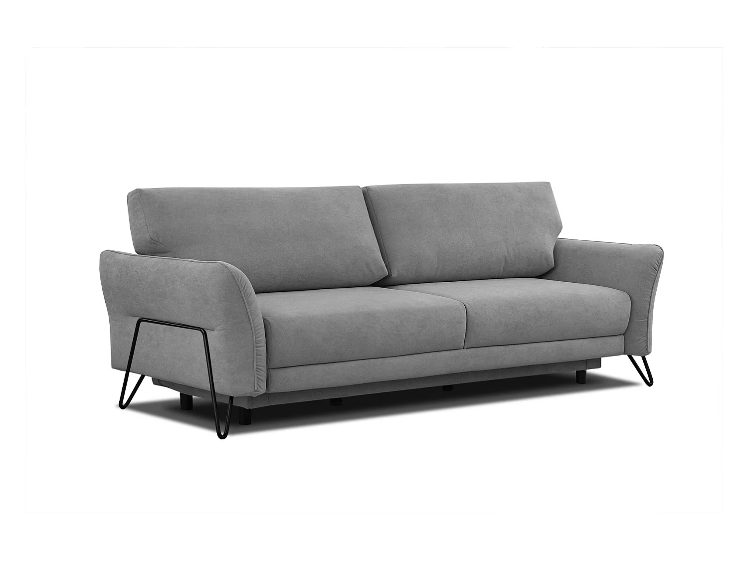 Canapé convertible 3 places tissu gris - LOREM