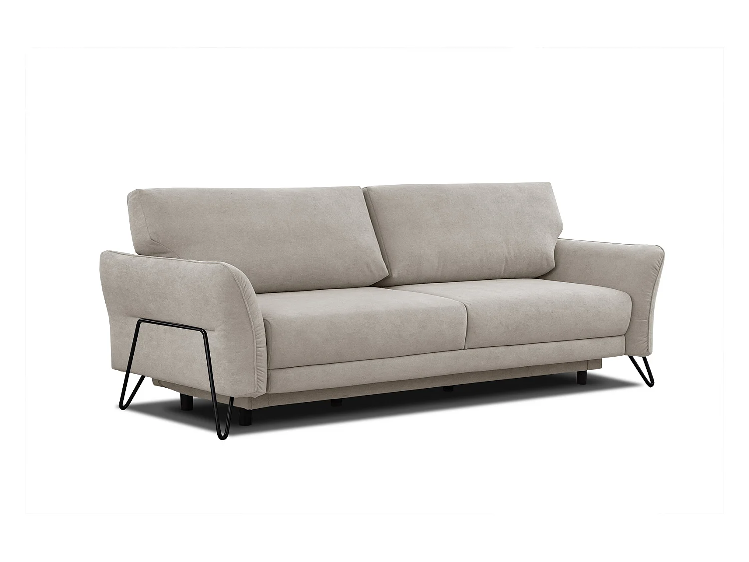 Canapé convertible 3 places tissu beige clair  - LOREM