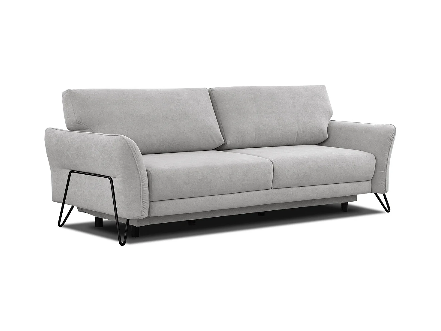 Canapé convertible 3 places tissu gris clair - LOREM
