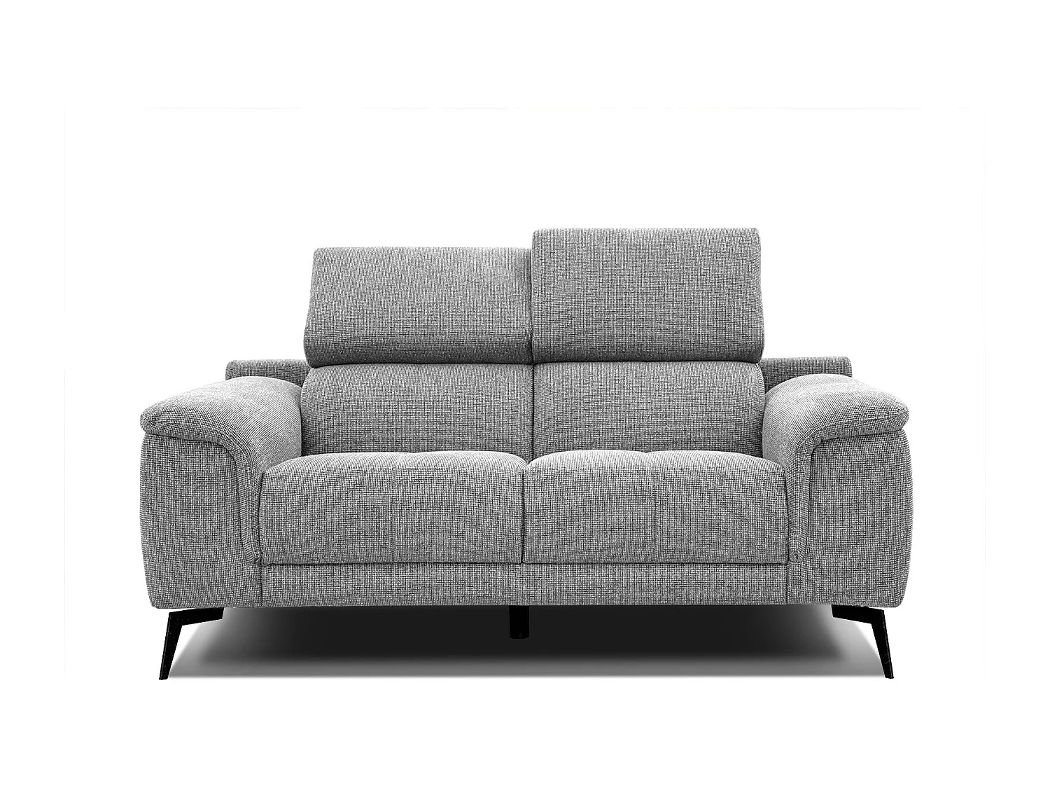 FIERO Sofa 2-Sitzer mit verstellbare Kopfstützen, silbergrau