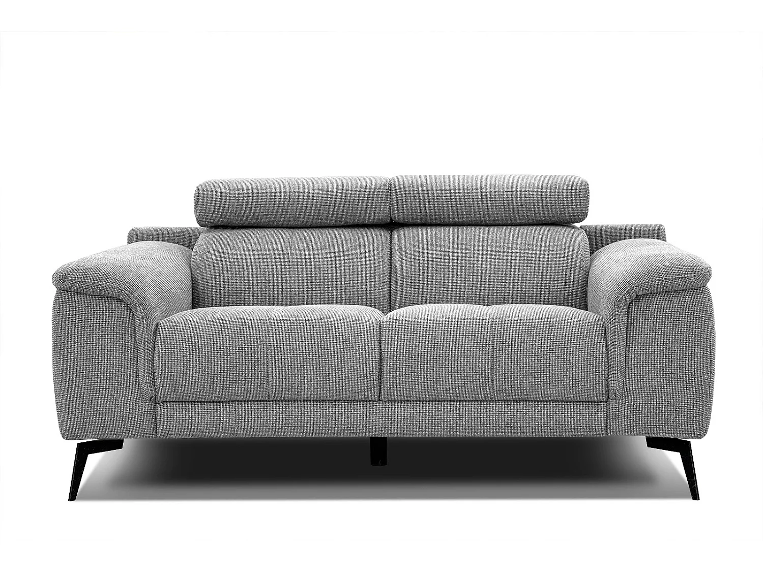 FIERO Sofa 2-Sitzer mit verstellbare Kopfstützen, silbergrau