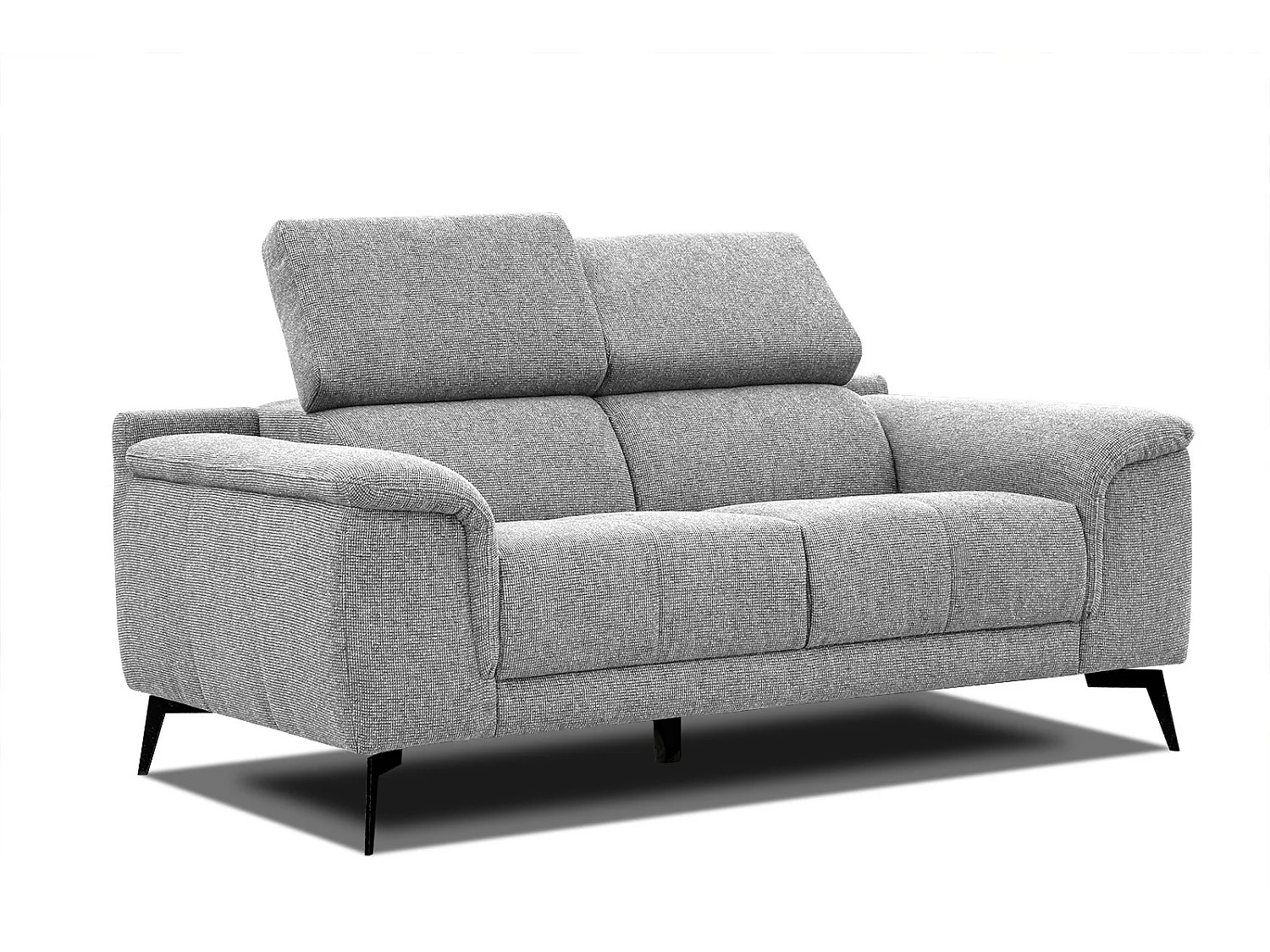 FIERO Sofa 2-Sitzer mit verstellbare Kopfstützen, silbergrau