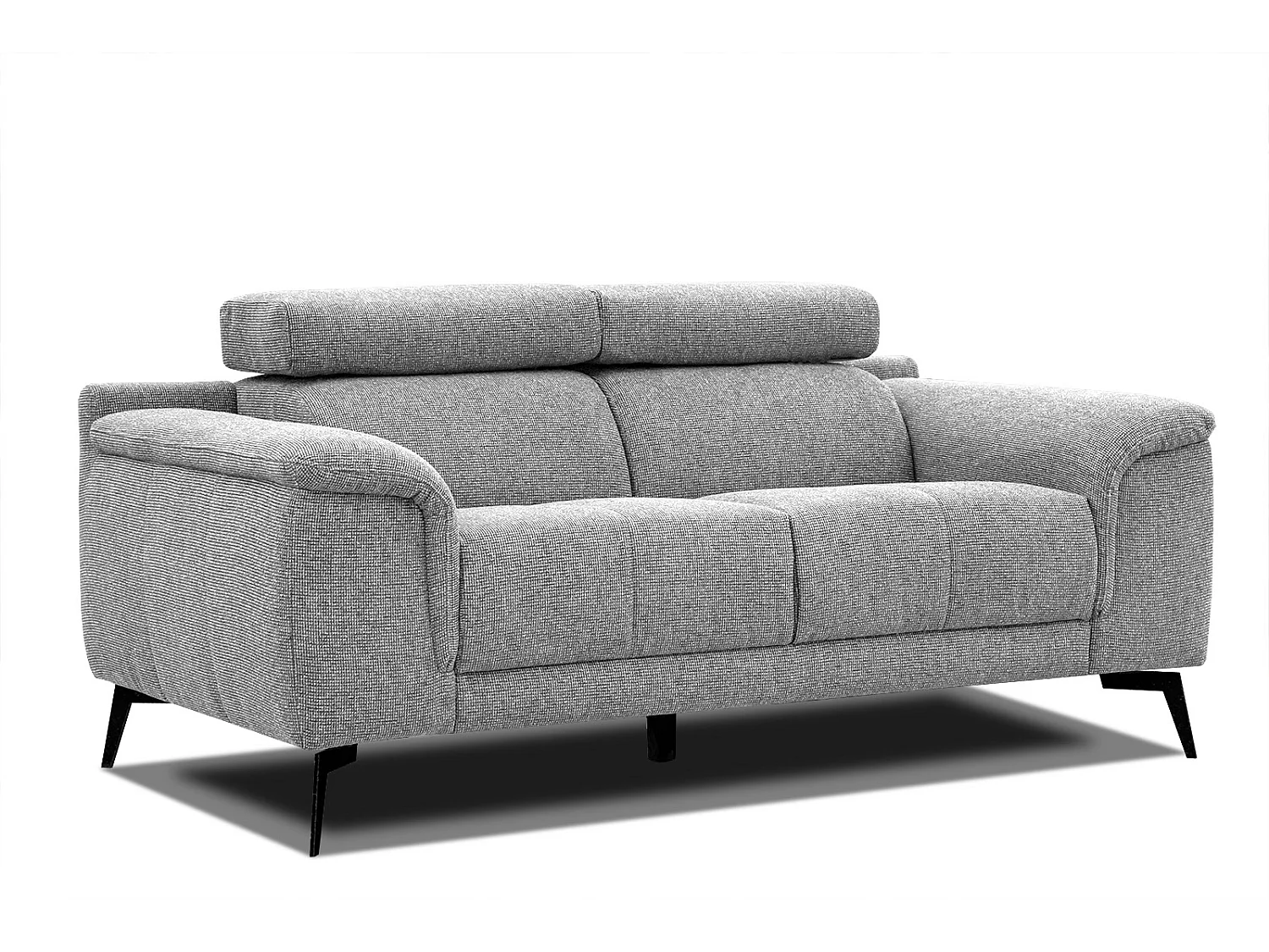 FIERO Sofa 2-Sitzer mit verstellbare Kopfstützen, silbergrau