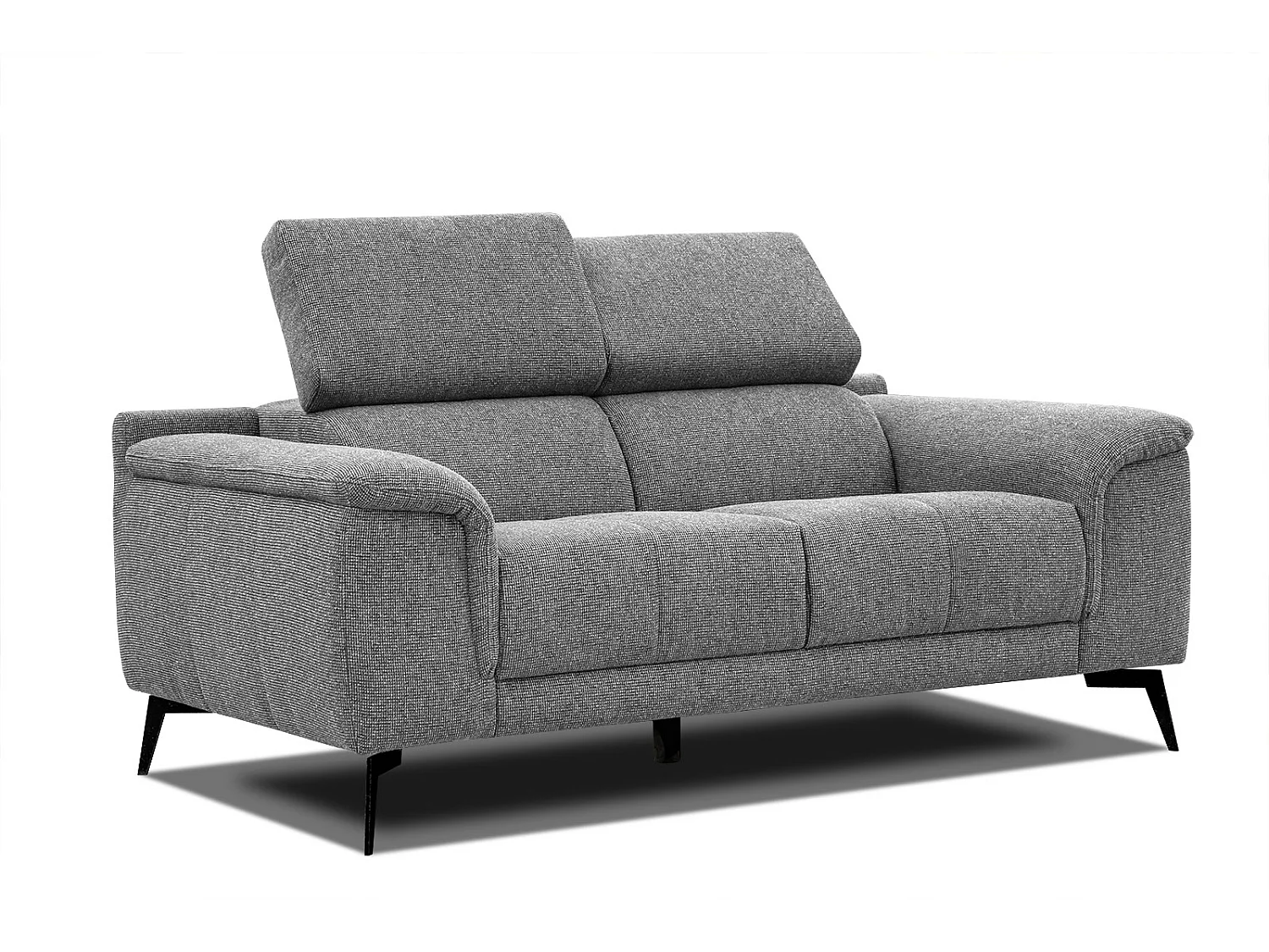 FIERO Sofa 2-Sitzer mit verstellbare Kopfstützen, grau