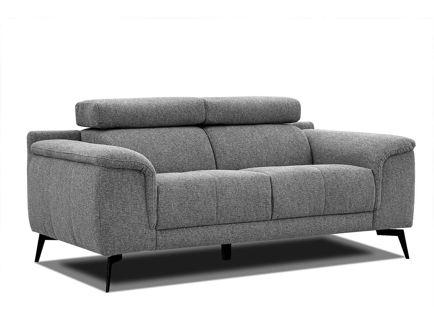 FIERO Sofa 2-Sitzer mit verstellbare Kopfstützen, grau