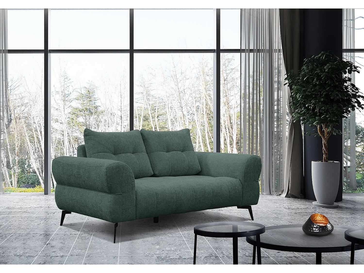 SALVINI Sofa 2-Sitzer, smaragdgrün