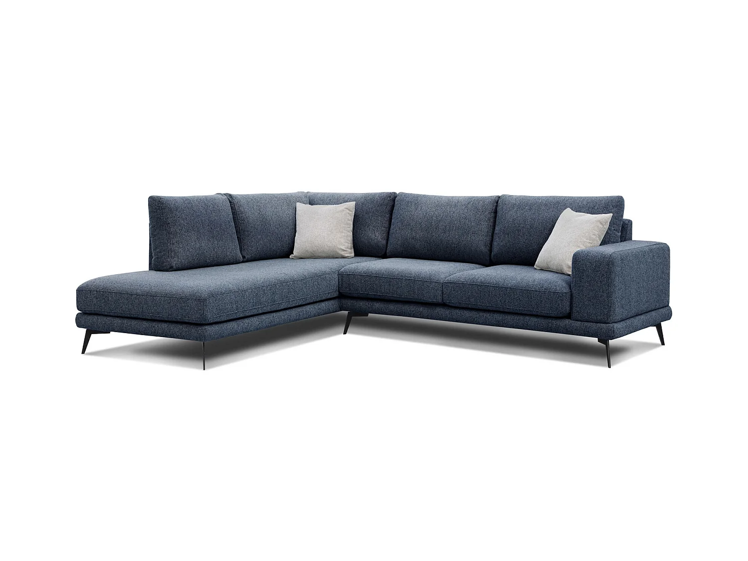 Canapé d'angle 5 places tissu bleu marine - MEDIOLANE