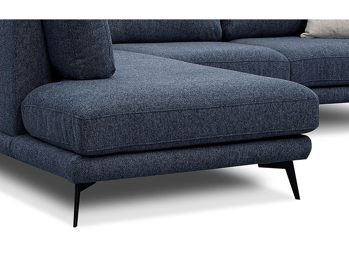Canapé d'angle 5 places tissu bleu marine - MEDIOLANE