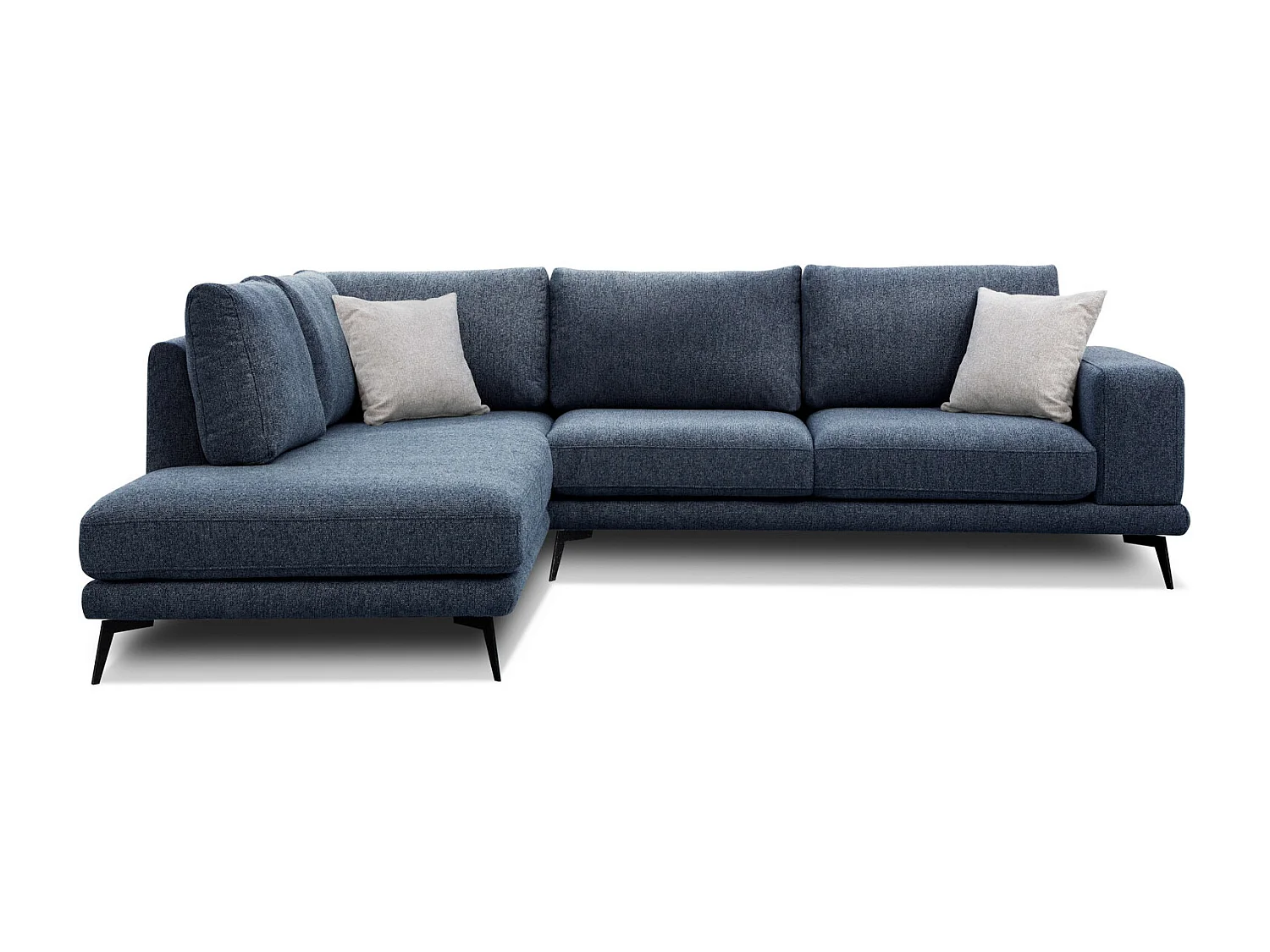 Canapé d'angle 5 places tissu bleu marine - MEDIOLANE