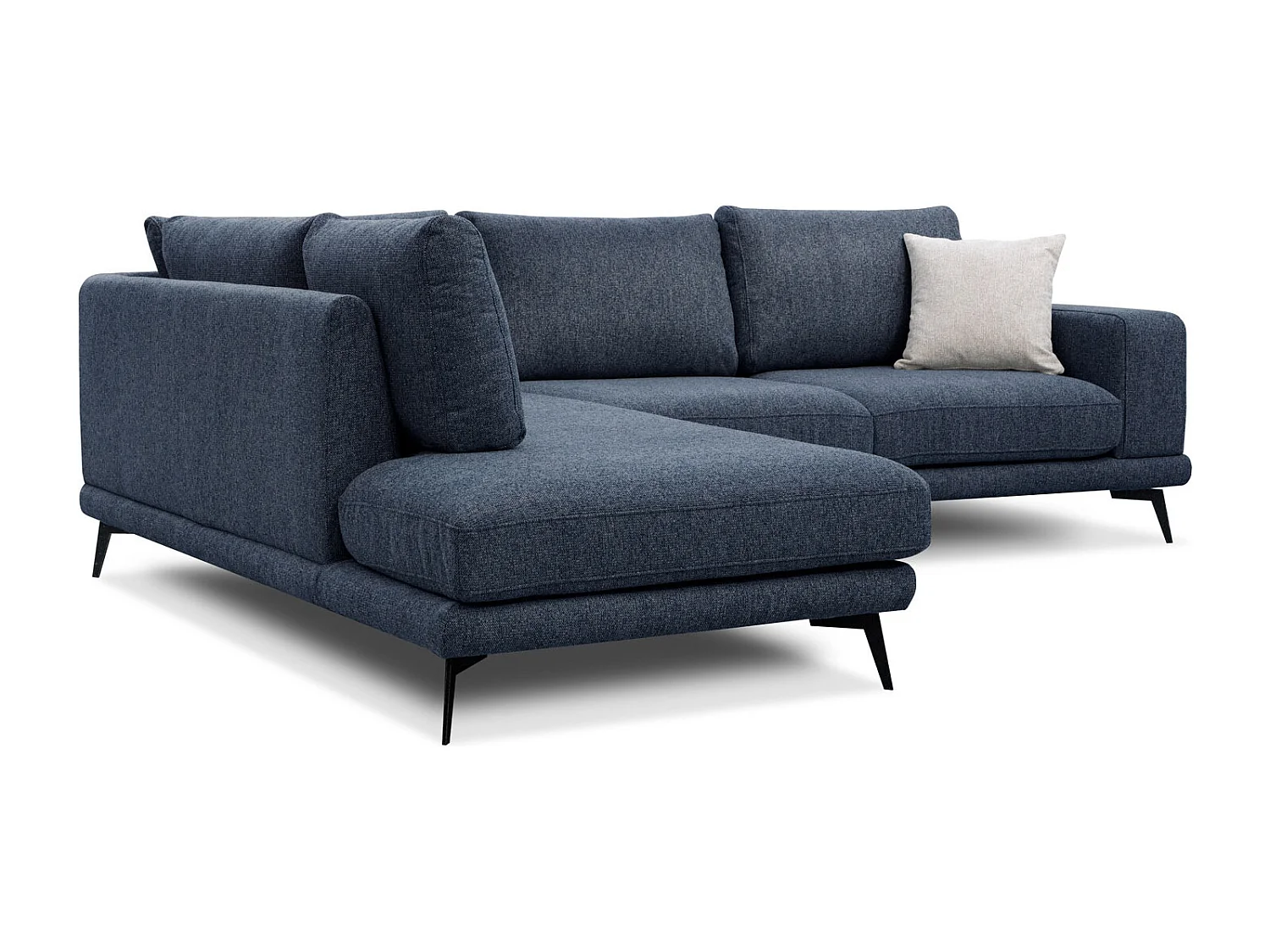 Canapé d'angle 5 places tissu bleu marine - MEDIOLANE