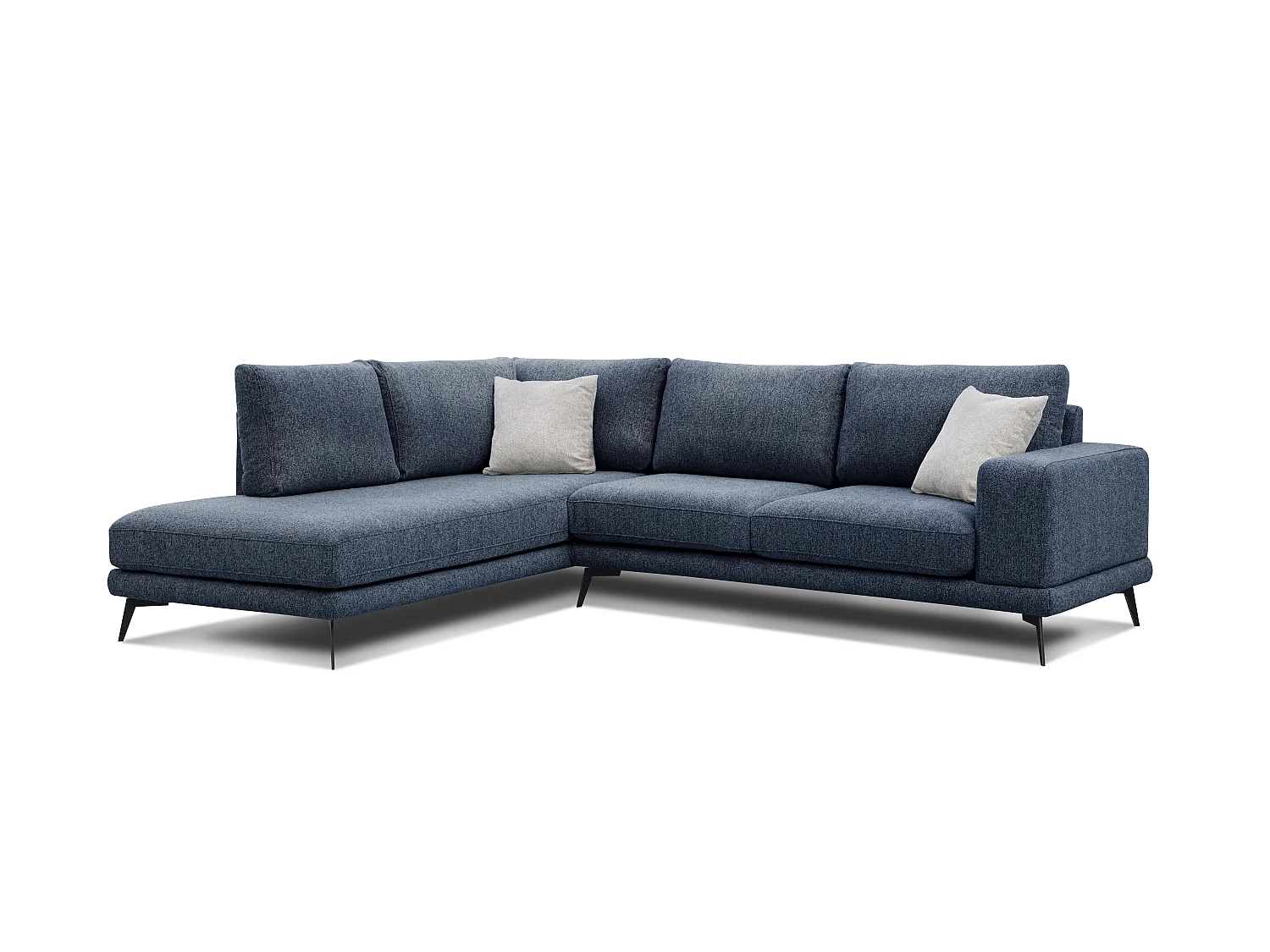 Canapé d'angle 5 places en tissu bleu nuit MEDIOLANE