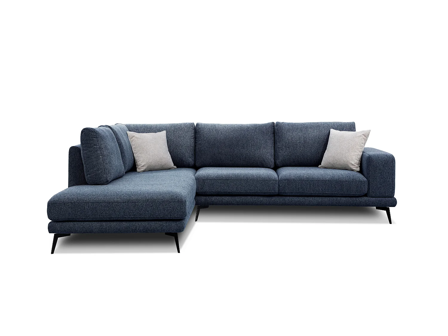 Canapé d'angle 5 places en tissu bleu nuit MEDIOLANE