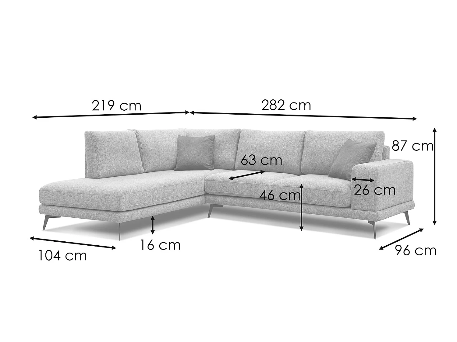 Canapé d'angle 5 places en tissu bleu nuit MEDIOLANE