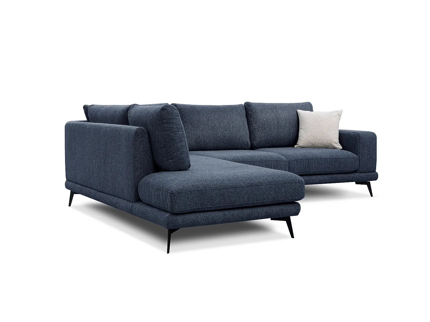 Canapé d'angle 5 places en tissu bleu nuit MEDIOLANE