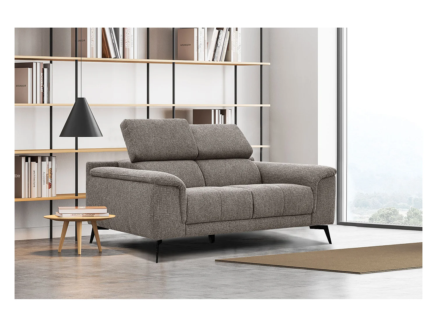 FIERO Sofa 2-Sitzer mit verstellbare Kopfstützen, taupe