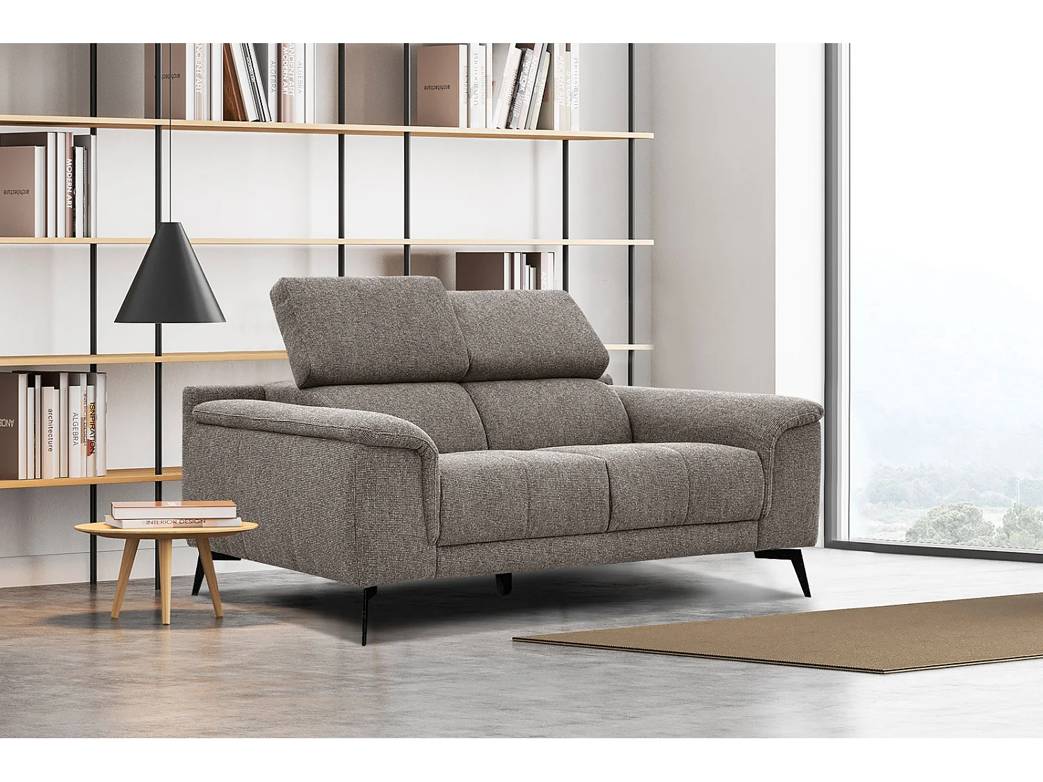 FIERO Sofa 2-Sitzer mit verstellbare Kopfstützen, taupe