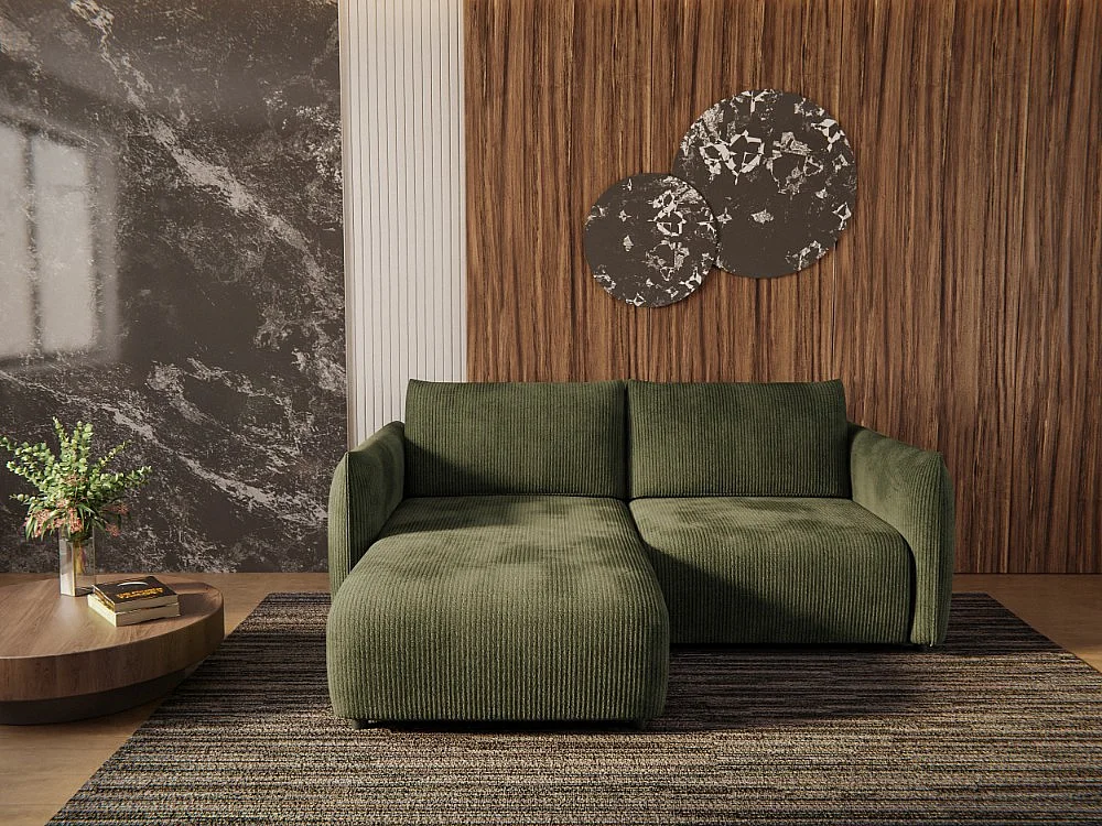 TAUER Ecksofa 3-Sitzer links, olive