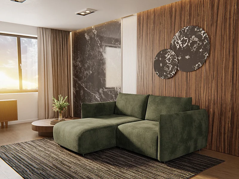 TAUER Ecksofa 3-Sitzer links, olive