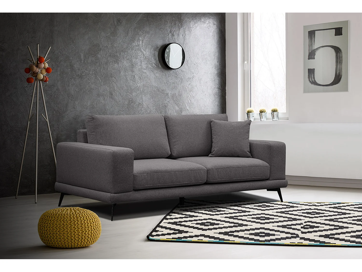 MEDIOLANE Sofa 2,5-Sitzer, graphit