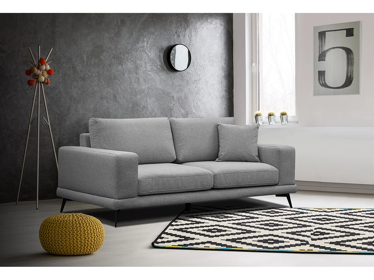 MEDIOLANE Sofa 2,5-Sitzer, grau