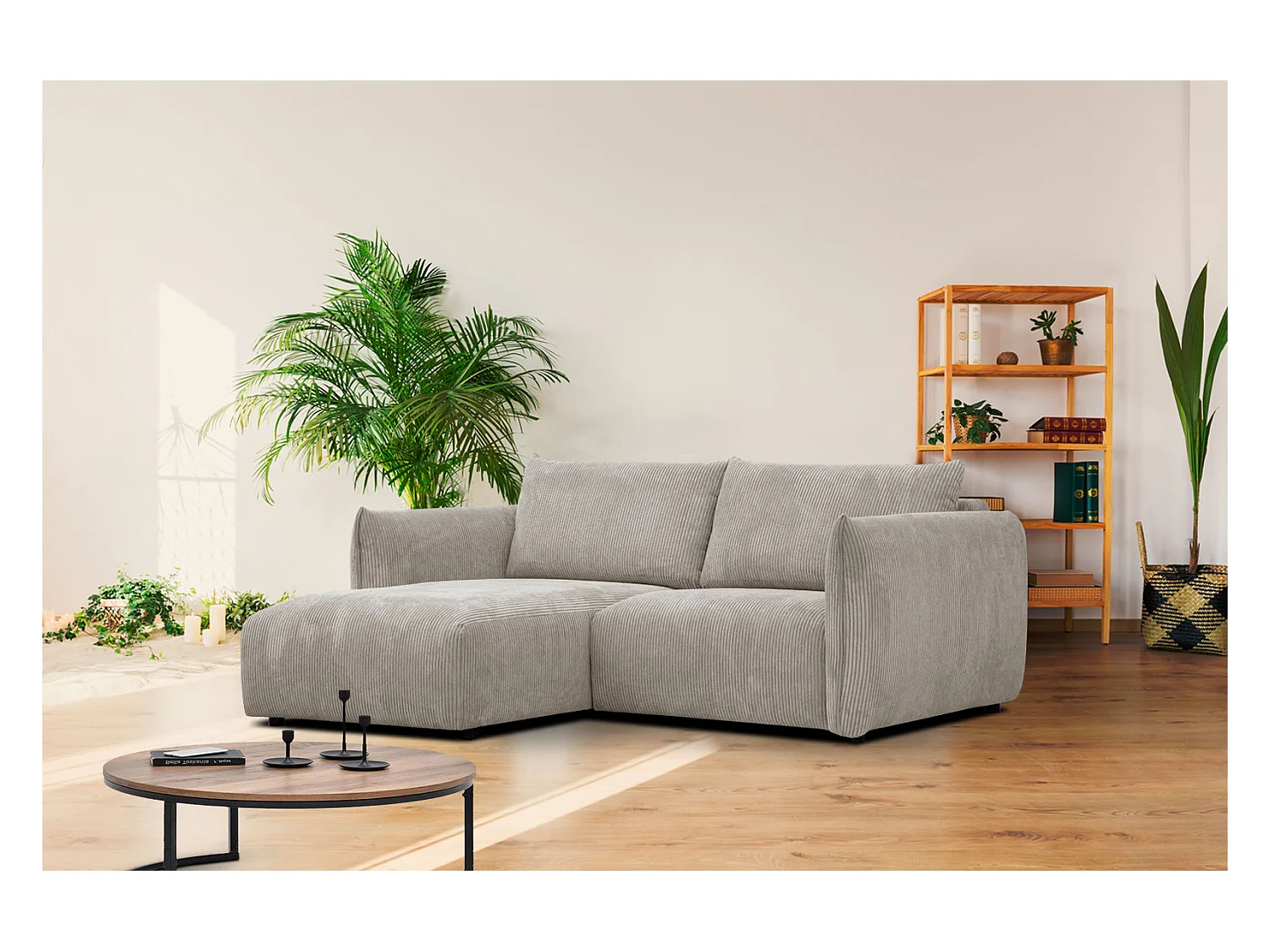 TAUER Ecksofa 3-Sitzer links, taupe