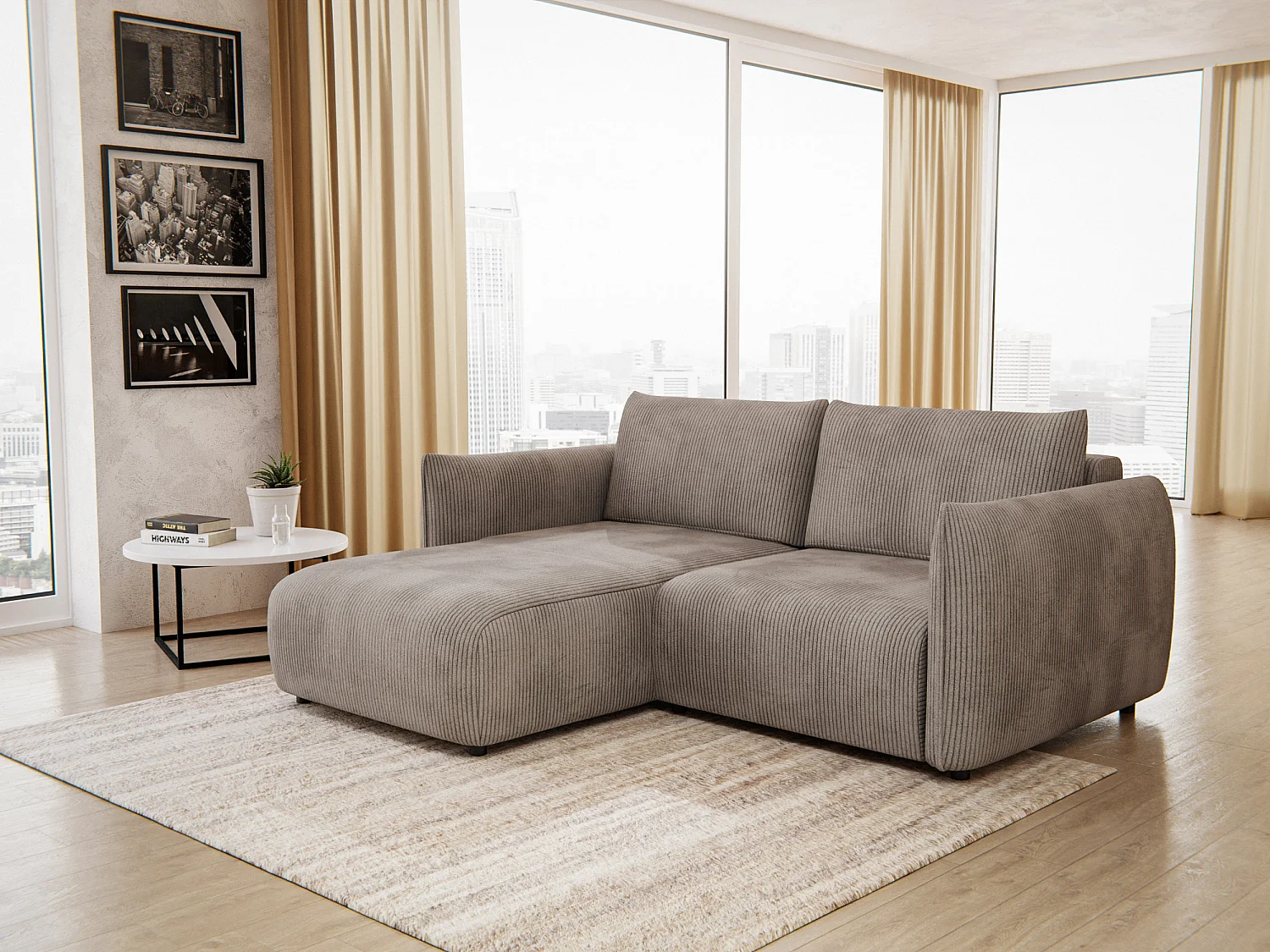TAUER Ecksofa 3-Sitzer links, taupe