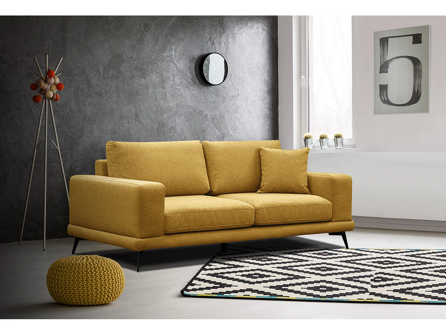 MEDIOLANE Sofa 2,5-Sitzer, senfgelb