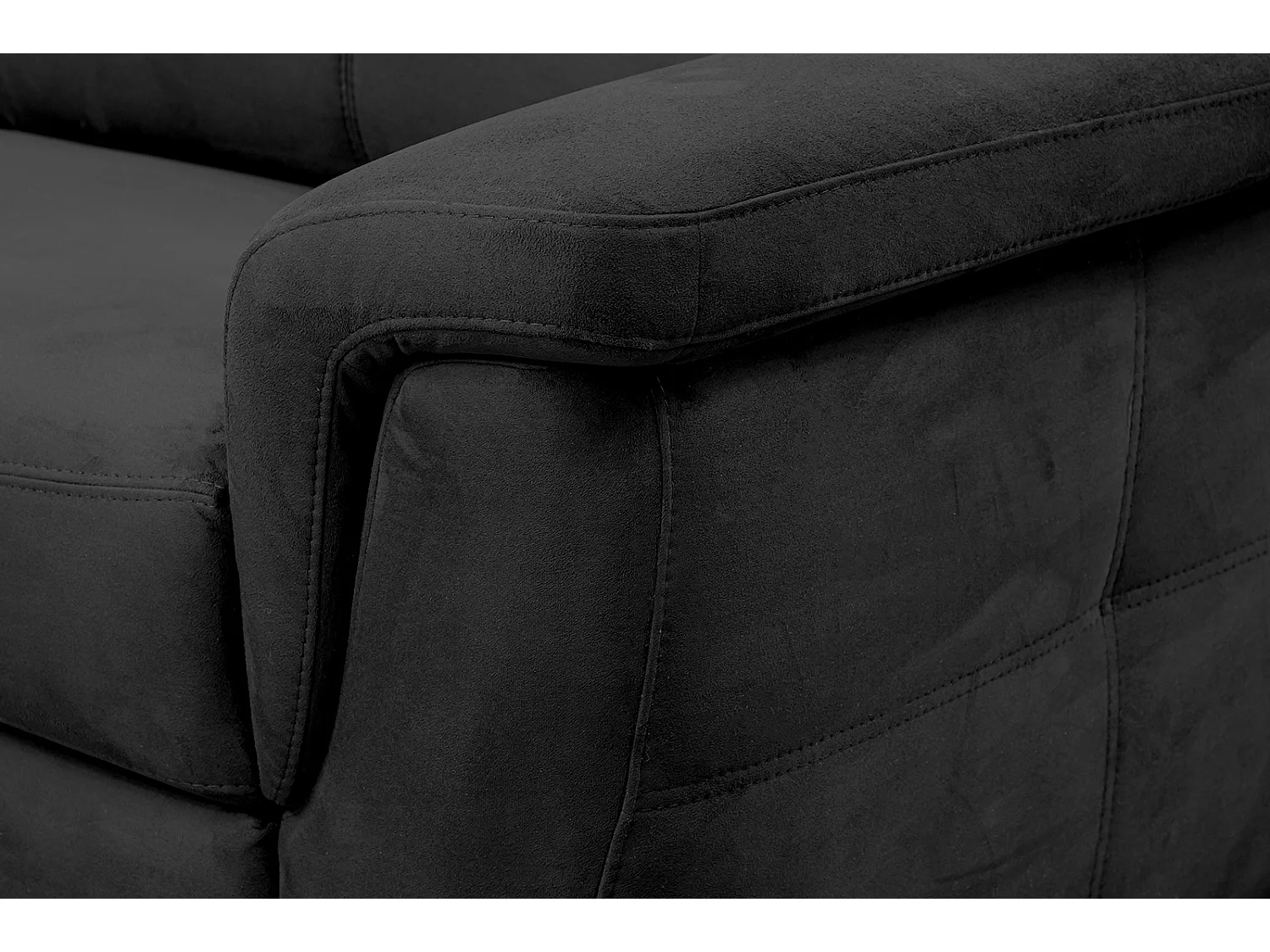 Canapé droit 2 places tissu noir - JONES