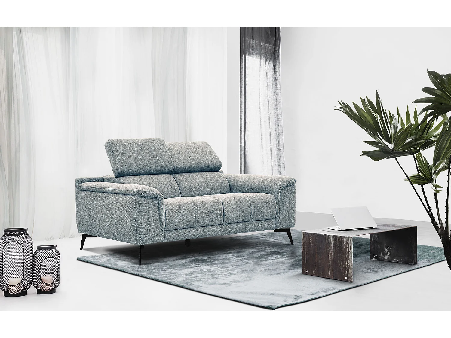 FIERO Sofa 2-Sitzer mit verstellbare Kopfstützen, mint