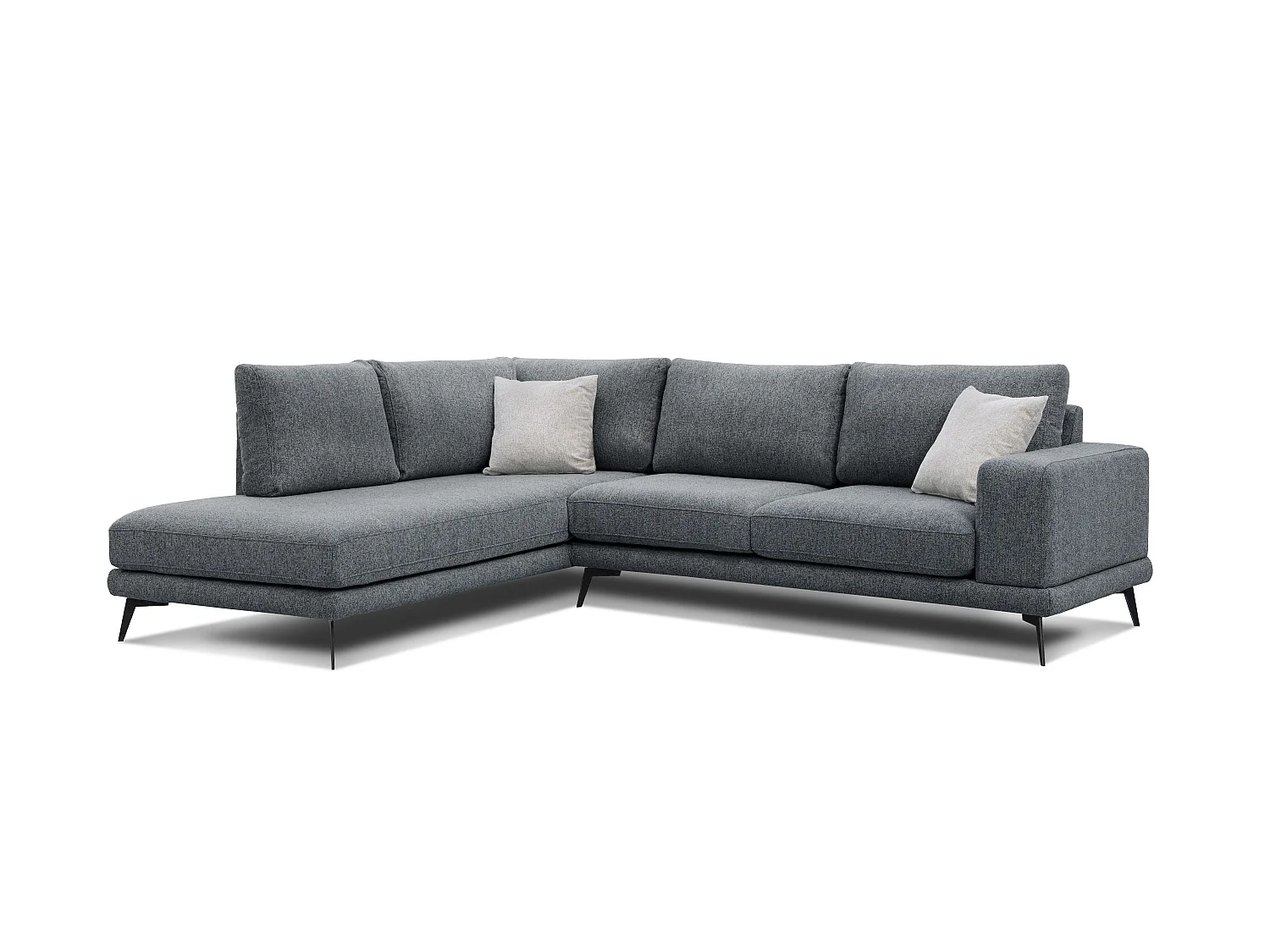 Canapé d'angle 5 places tissu gris foncé - MEDIOLANE