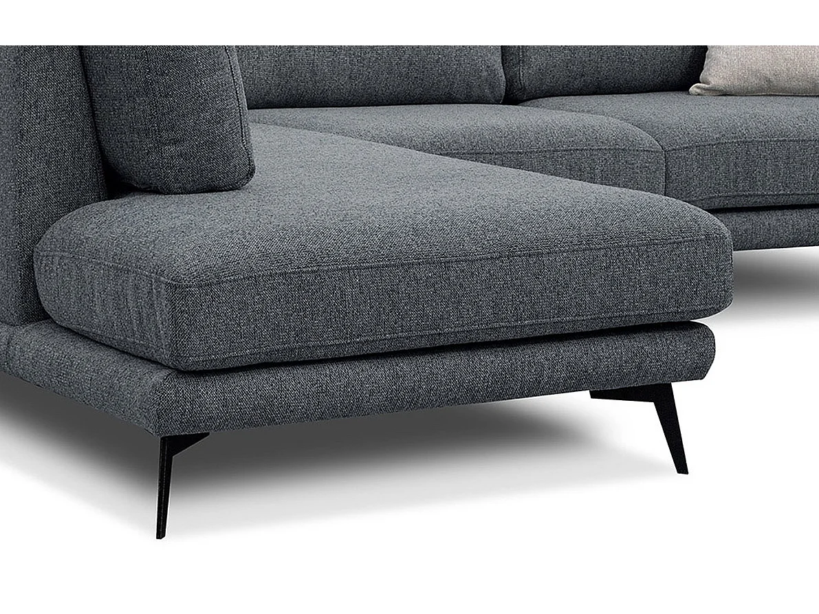 Canapé d'angle 5 places tissu gris foncé - MEDIOLANE