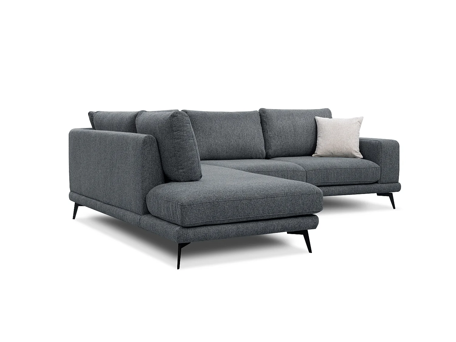 Canapé d'angle 5 places tissu gris foncé - MEDIOLANE