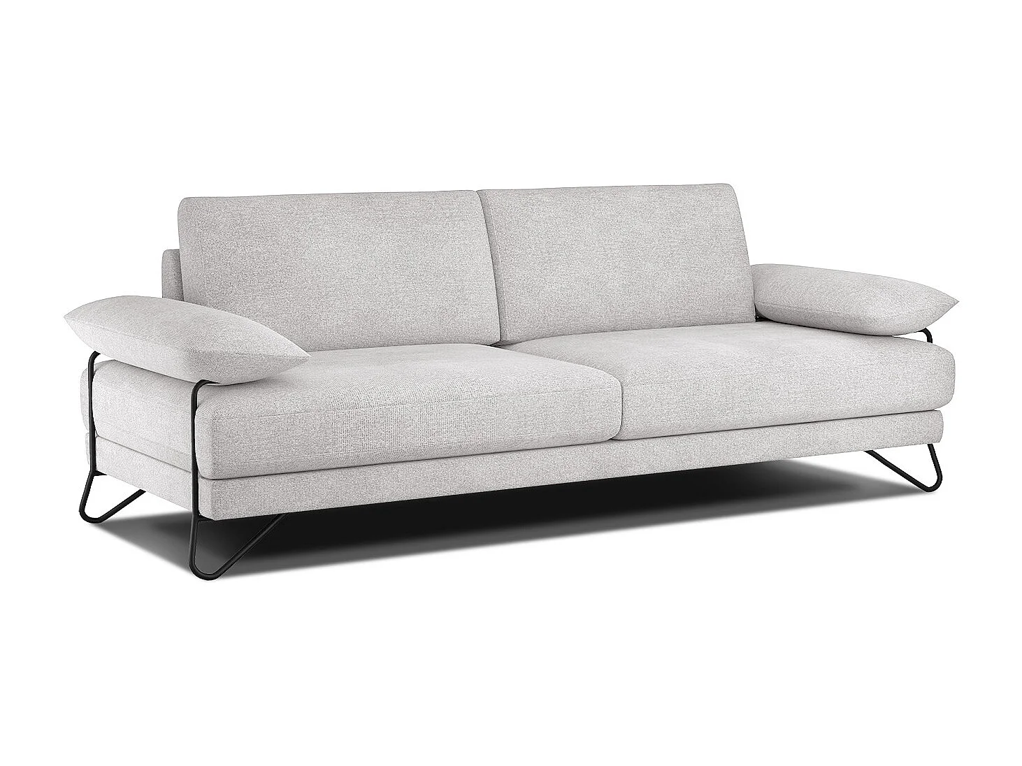 Canapé droit XXL 3 places tissu gris perlé - LORI